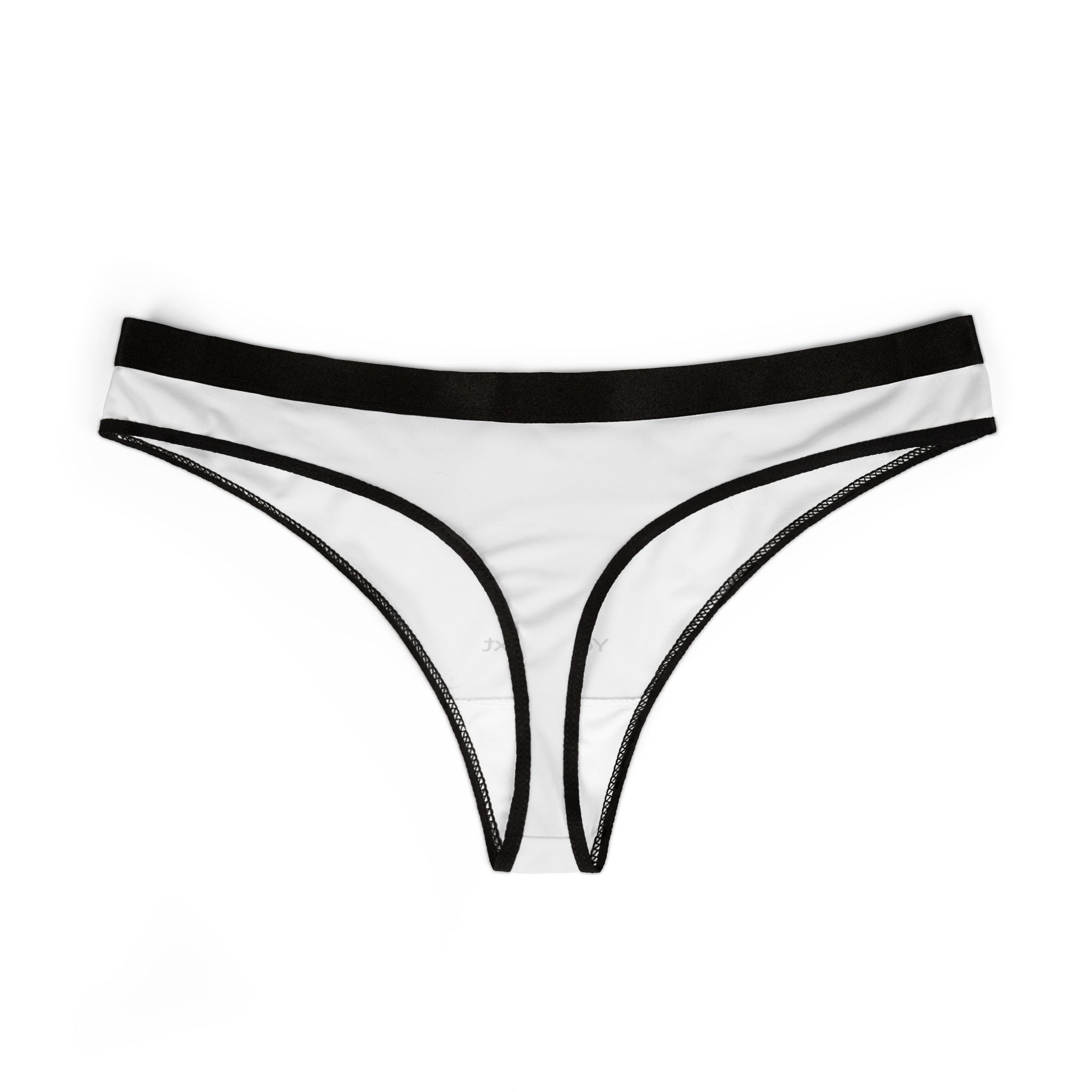 Customizable Women's Thong – White with Black Trim, Personalized Text Option